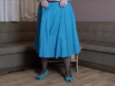 playing in my flared blue skirt