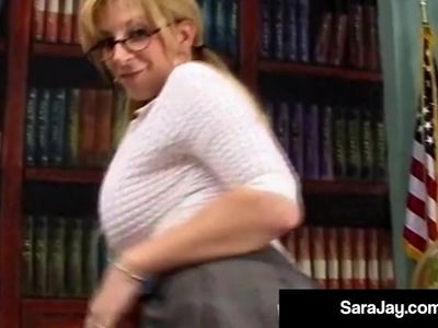Nympho Librarian Sara Jay Teaches Pussy Dildo Banging Class!