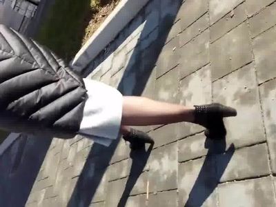 Sexy mature legs in black pantyhose