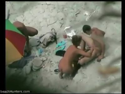 Young boy fucks old women on the beach