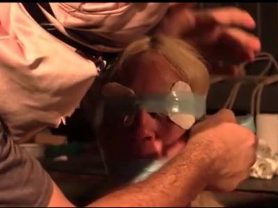 Extreme gagging and breast binding for mature hussy