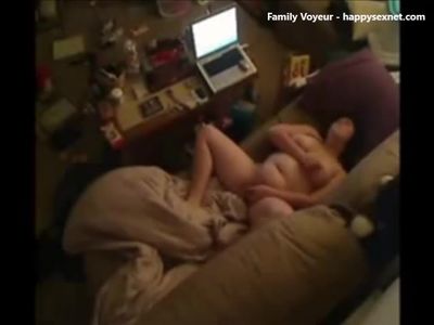 Hidden cam caught my mom home alone masturbating on couch.