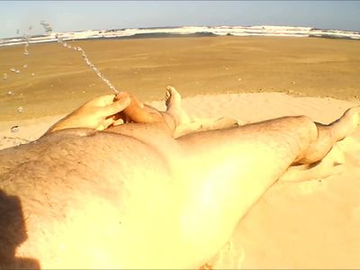 Me on the deserted beach peeing and cumshot
