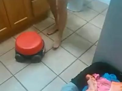 Hot blonde wife rubbing on lotion after shower