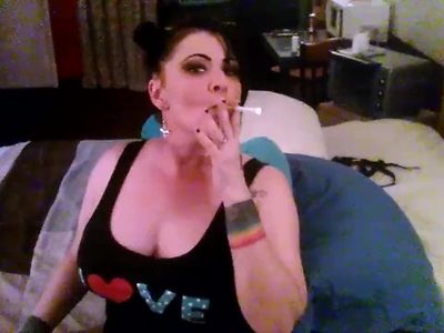 Hot Cougar Has a Cigarette B/f Chaturbate Show.... Taboolesbians