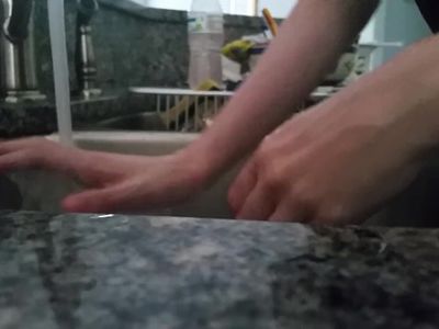 Washing away a cummy mess