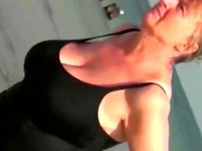Spy Beach Mature with Sexy Granny GILF in Swimsuit huge tits
