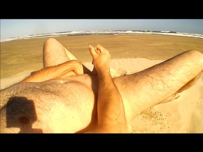 Me on the deserted beach peeing and cumshot