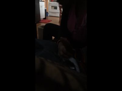 Blonde Ebony Sucks My Dick While Watching TV